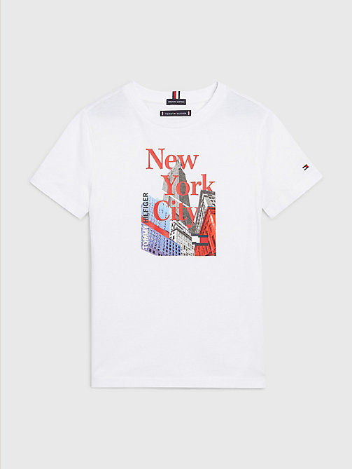 white nyc photo print t-shirt for boys tommy hilfiger