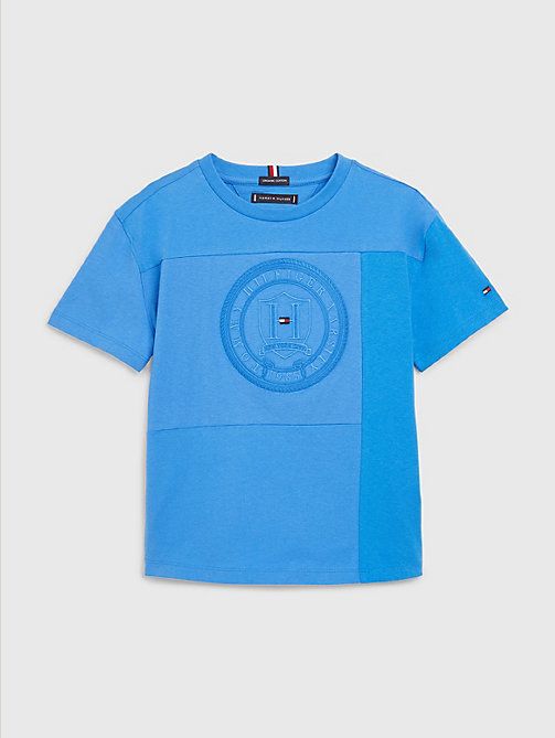 t-shirt icons en coton bio à empiècements bleu pour boys tommy hilfiger