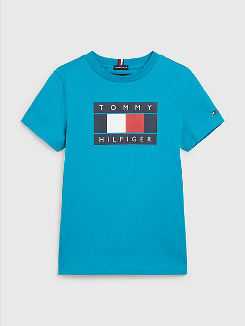 niebieski t-shirt z flagą dla boys - tommy hilfiger