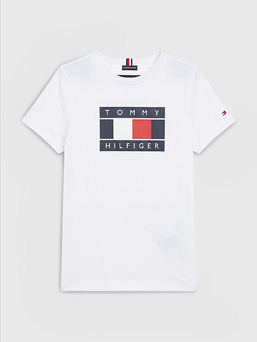 белый футболка с флагом для boys - tommy hilfiger