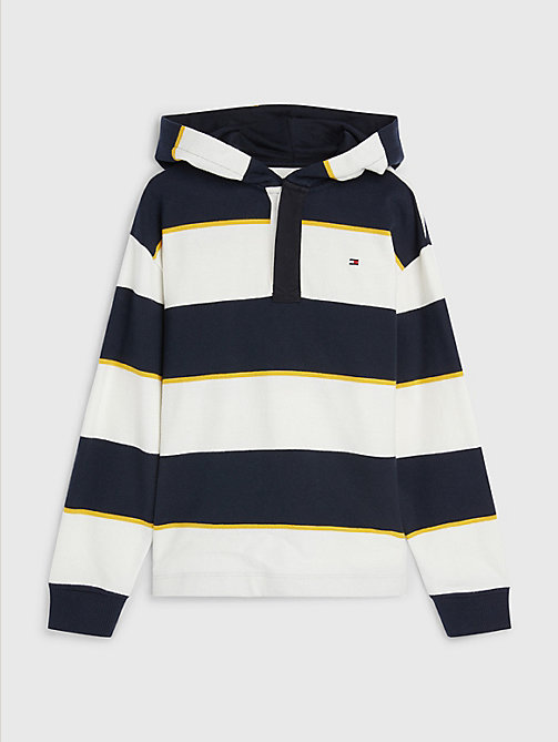 sweat à capuche rayures rugby blanc pour boys tommy hilfiger