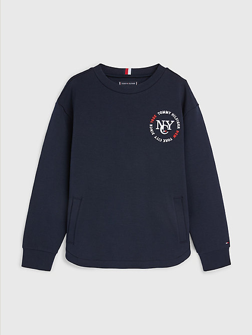 blue interlock logo sweatshirt for boys tommy hilfiger