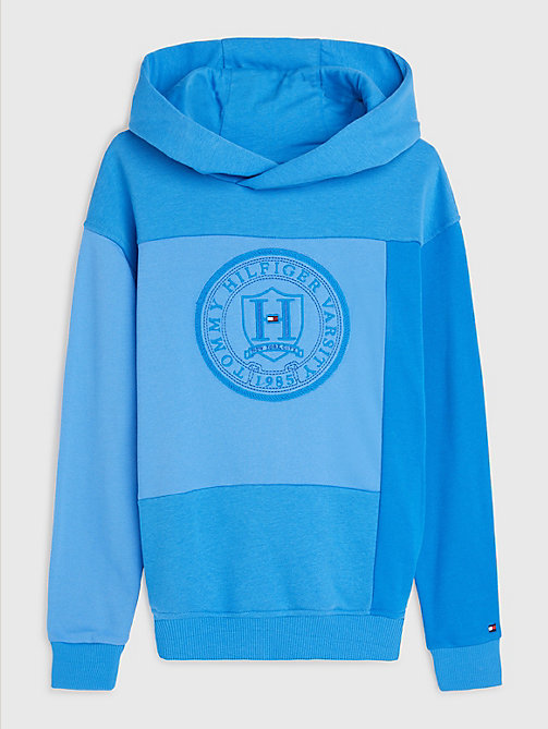 blue icons cut panel hoody for boys tommy hilfiger
