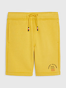 yellow logo fleece shorts for boys tommy hilfiger