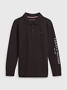 czarny koszulka polo essential z długim rękawem dla boys - tommy hilfiger
