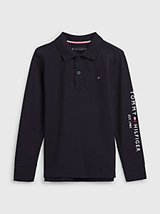 blue essential long sleeve polo for boys tommy hilfiger