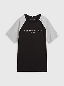black essential colour-blocked organic cotton t-shirt for boys tommy hilfiger