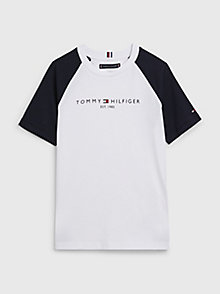 белый футболка essential контрастного дизайна из органического для boys - tommy hilfiger