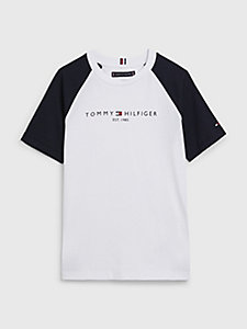 white essential colour-blocked organic cotton t-shirt for boys tommy hilfiger