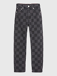 деним черные джинсы с узором checkerboard для мальчики - tommy hilfiger