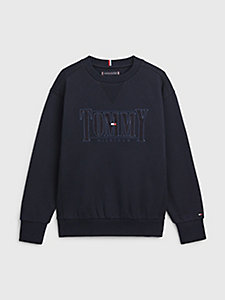 blue logo appliqué fleece sweatshirt for boys tommy hilfiger
