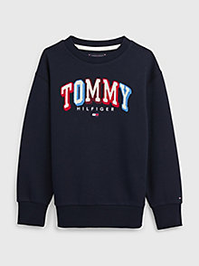 blue fun varsity logo sweatshirt for boys tommy hilfiger