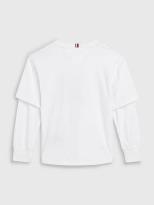 Double Layer Long Sleeve TShirt WHITE Tommy Hilfiger