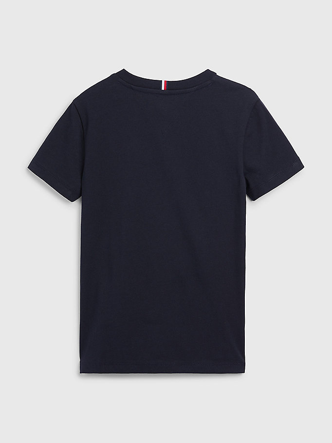 blue organic cotton logo t-shirt for boys tommy hilfiger