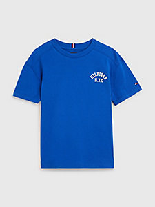 t-shirt universitaire en pur coton bio bleu pour boys tommy hilfiger