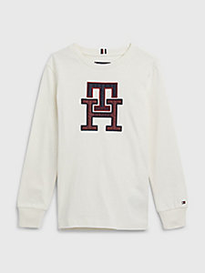 white th monogram long sleeve t-shirt for boys tommy hilfiger