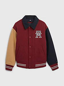 red th monogram varsity back logo bomber jacket for boys tommy hilfiger