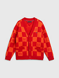 red checkerboard cardigan for boys tommy hilfiger