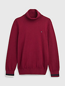 red essential turtleneck jumper for boys tommy hilfiger