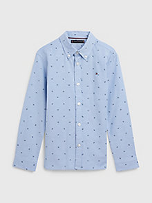 chemise oxford à motif logo bleu pour boys tommy hilfiger