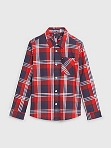 red plaid check shirt for boys tommy hilfiger