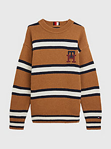 brown th monogram stripe jumper for boys tommy hilfiger