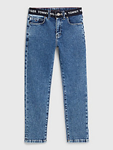 denim modern straight jeans mit logo-taillenbund für jungen - tommy hilfiger