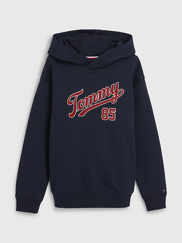 blue college terry hoody for boys tommy hilfiger