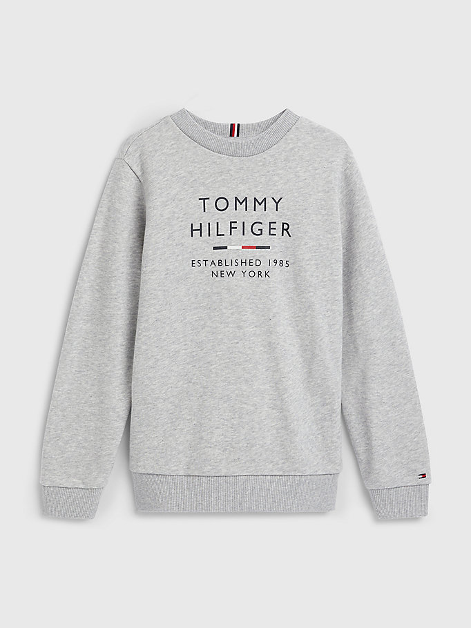 grey logo crew neck sweatshirt for boys tommy hilfiger