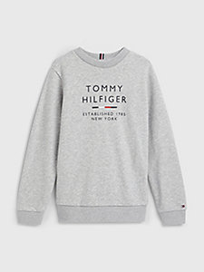 grey logo crew neck sweatshirt for boys tommy hilfiger