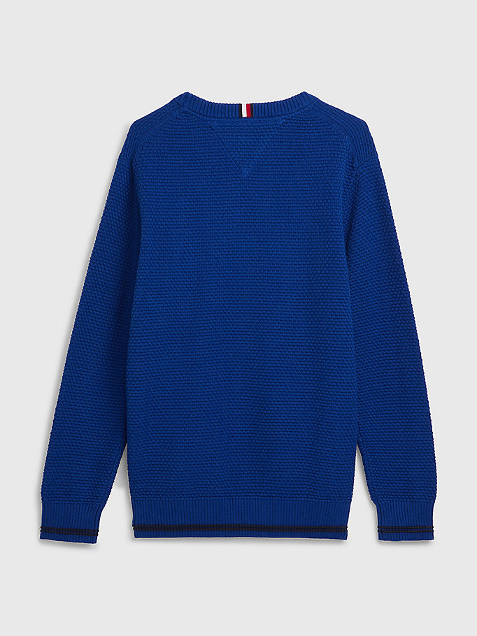 blue textured weave monogram jumper for boys tommy hilfiger
