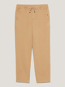 khaki pull-on drawstring twill trousers for boys tommy hilfiger