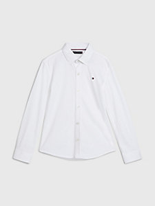 wit overhemd van biologisch jerseykatoen voor boys - tommy hilfiger