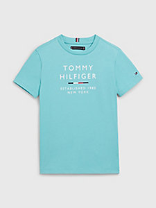 grün t-shirt mit rundhalsausschnitt und logo für boys - tommy hilfiger