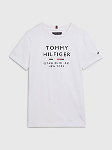weiß t-shirt mit rundhalsausschnitt und logo für boys - tommy hilfiger