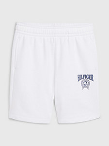 white varsity logo sweat shorts for boys tommy hilfiger
