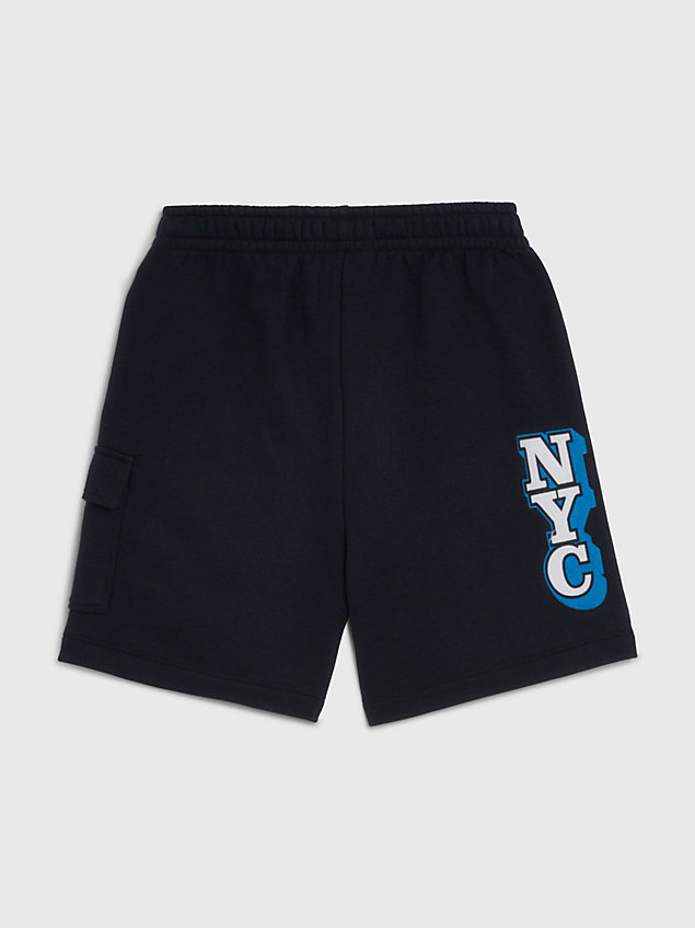 blue logo side pocket sweat shorts for boys tommy hilfiger