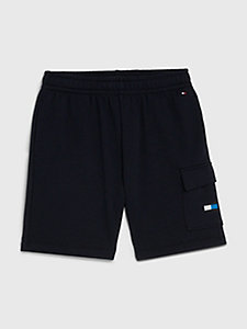 shorts sportivi con tasca e logo sul lato blu da bambino tommy hilfiger
