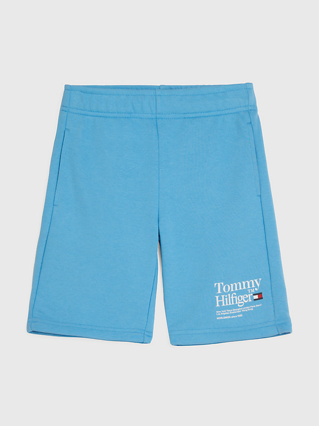 blue terry joggingshort met logo voor jongens - tommy hilfiger