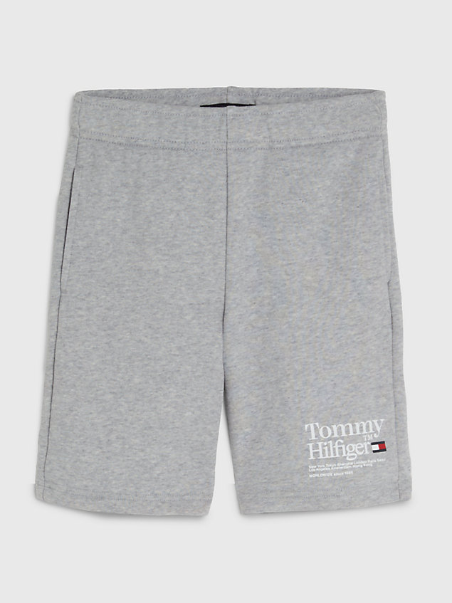 grey terry joggingshort met logo voor jongens - tommy hilfiger