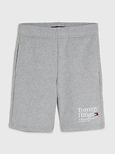 pantalón corto de chándal en felpa con logo gris de nino tommy hilfiger
