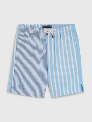 blue poplin short met gemengde streep en trekkoord voor jongens - tommy hilfiger