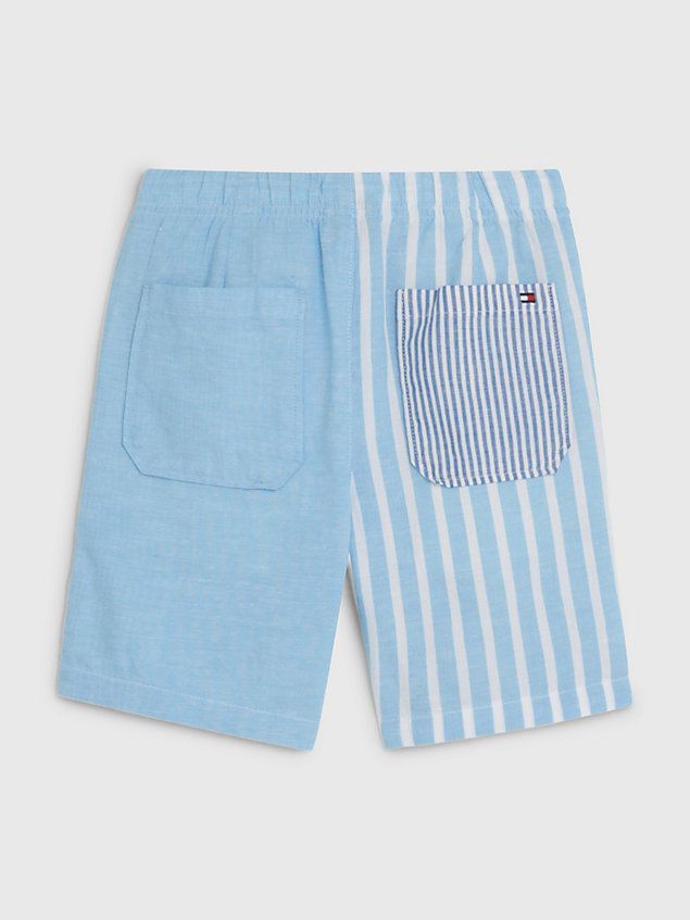 blue mixed stripe poplin drawstring shorts for boys tommy hilfiger