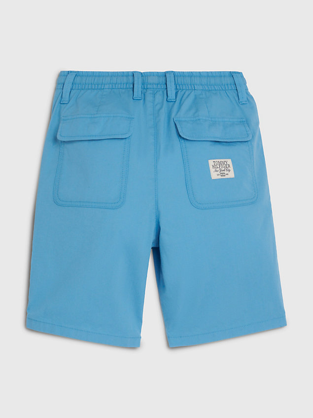 blue drawstring waist poplin shorts for boys tommy hilfiger
