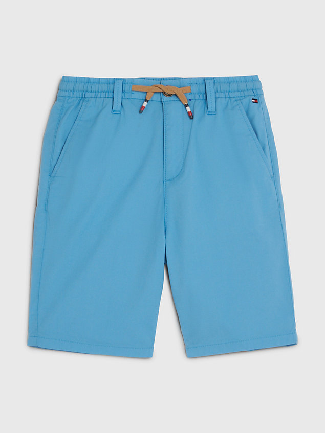 blue drawstring waist poplin shorts for boys tommy hilfiger