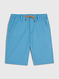 blau popeline-shorts mit tunnelzug in der taille für jungen - tommy hilfiger