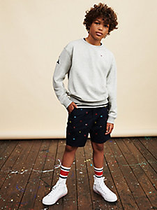 blau chino-shorts mit buchstaben-stickerei für jungen - tommy hilfiger