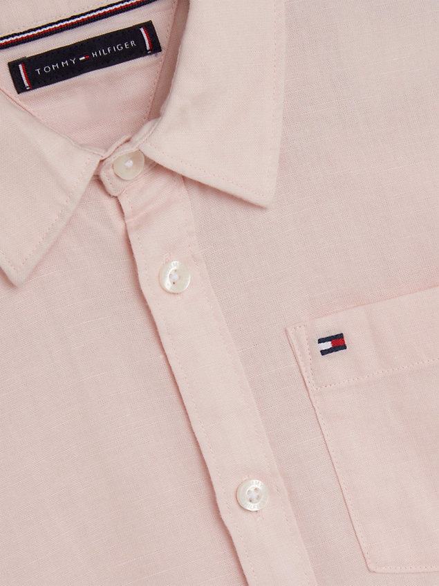 pink mixed stripe relaxed fit poplin shirt for boys tommy hilfiger