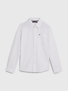 white mixed stripe relaxed fit poplin shirt for boys tommy hilfiger