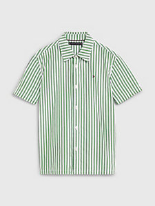 chemise rayée à manches courtes vert pour boys tommy hilfiger